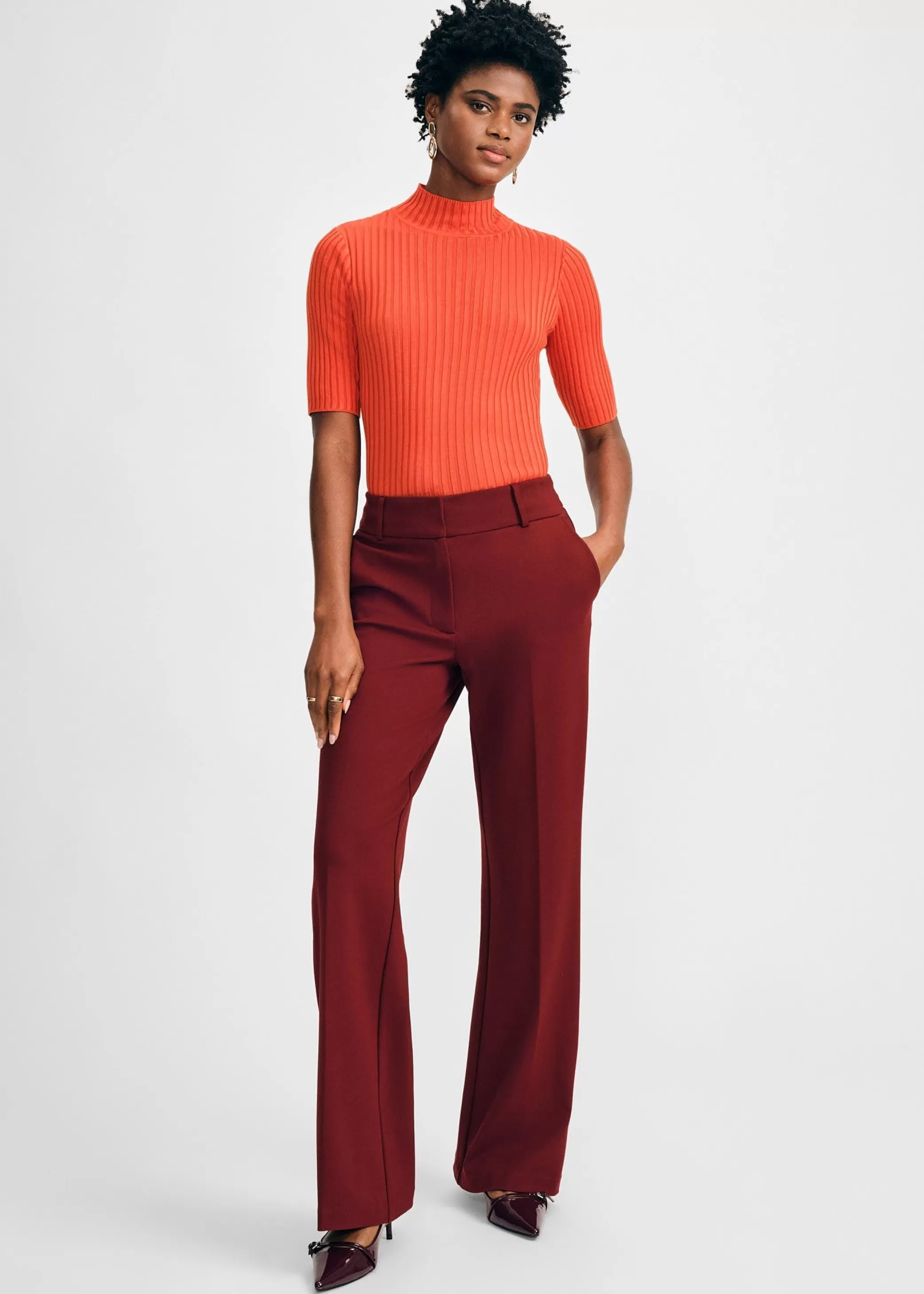 Classic Rib Mock Neck Sweater>Isaac Mizrahi Outlet