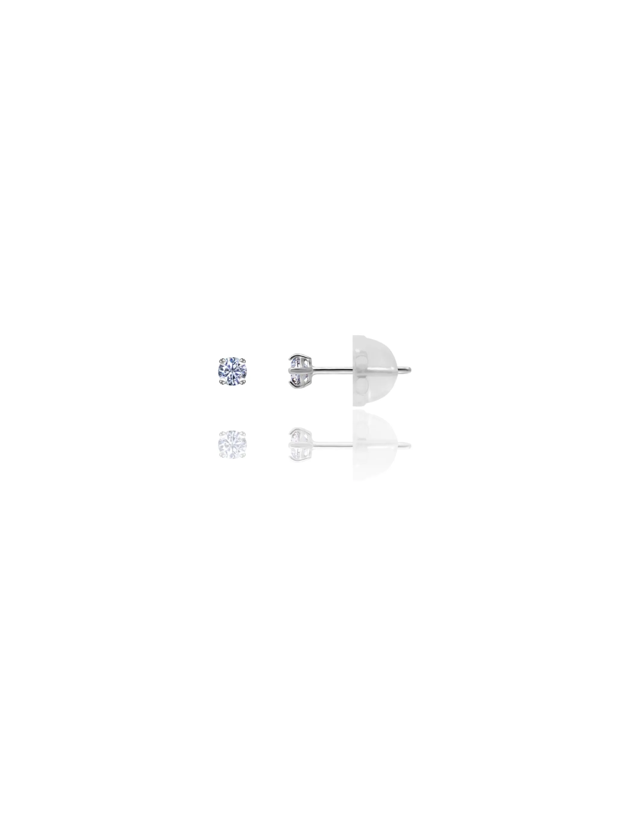 14K White Gold 2MM Round CZ Pushback Stud Earrings>Isaac Mizrahi Store