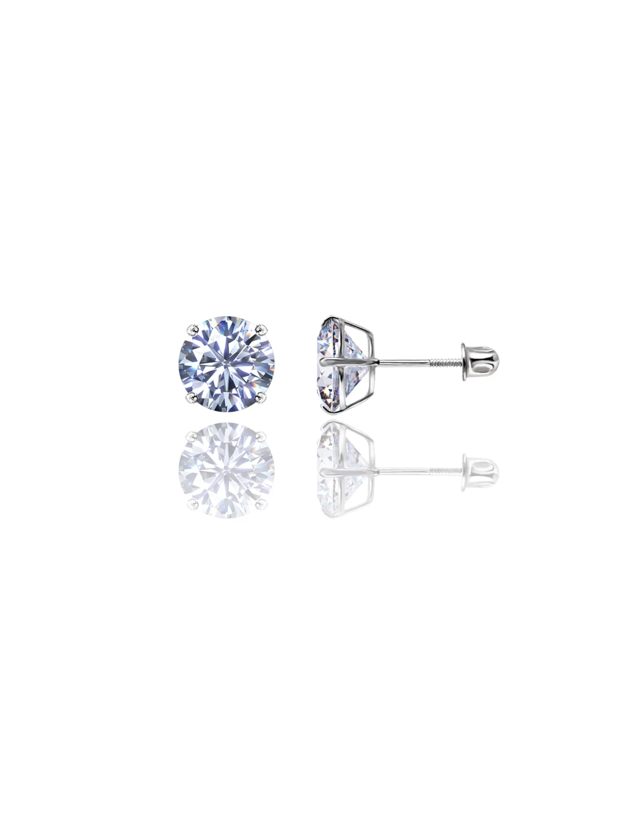 14K White Gold 8MM Round CZ Screwback Stud Earrings>Isaac Mizrahi Best