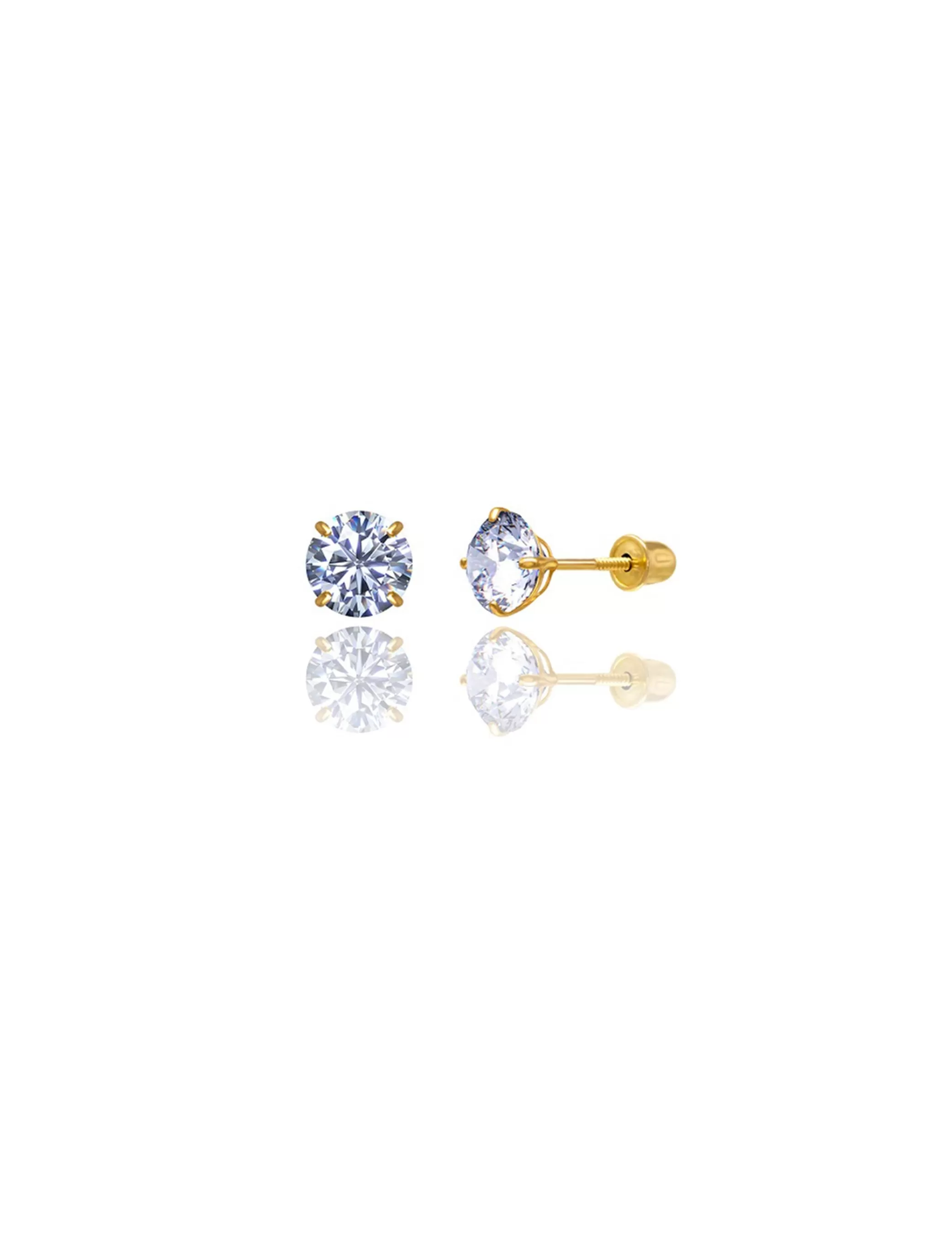 14K Yellow Gold 6MM Round CZ Screwback Stud Earrings>Isaac Mizrahi Online